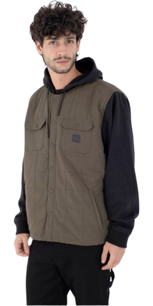 2026 Hurley Mens Santa Cruz Quilted Hooded Jacket HFA25MMJK04031 - Cargo